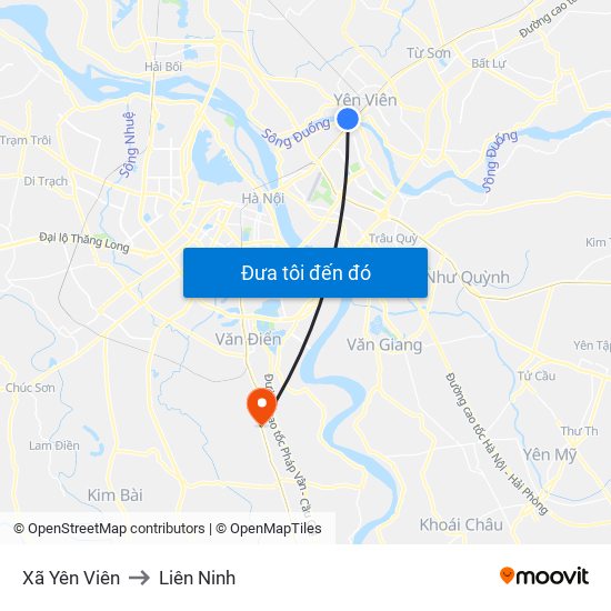 Xã Yên Viên to Liên Ninh map