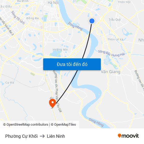 Phường Cự Khối to Liên Ninh map