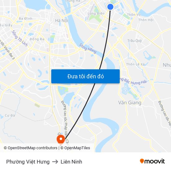 Phường Việt Hưng to Liên Ninh map