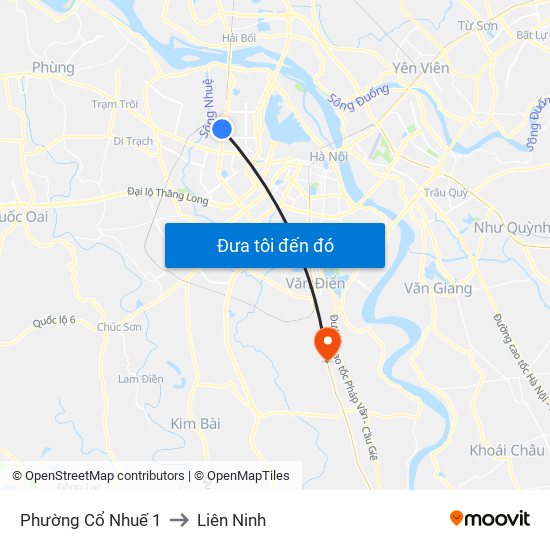 Phường Cổ Nhuế 1 to Liên Ninh map