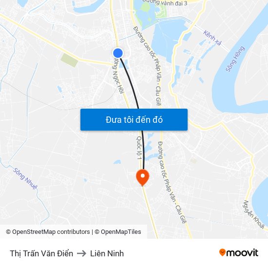 Thị Trấn Văn Điển to Liên Ninh map