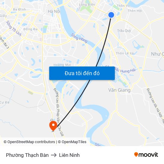 Phường Thạch Bàn to Liên Ninh map