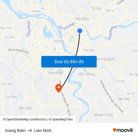 Giang Biên to Liên Ninh map