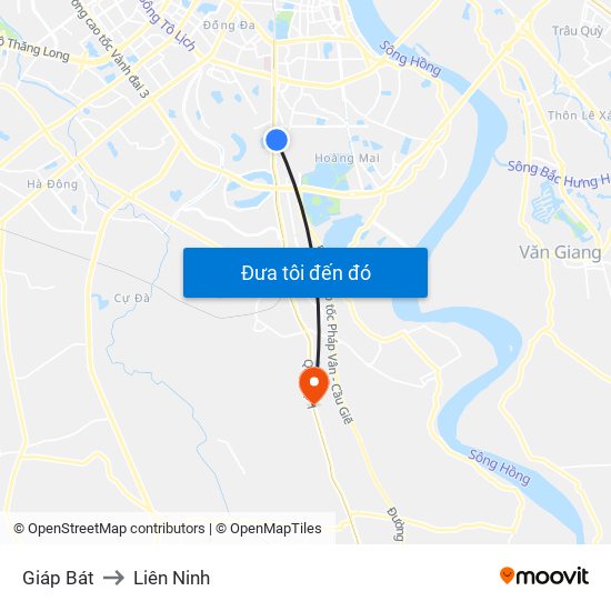 Giáp Bát to Liên Ninh map