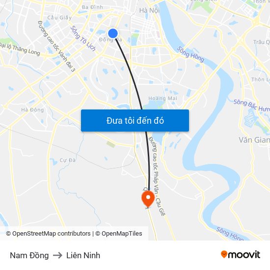 Nam Đồng to Liên Ninh map