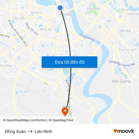 Đồng Xuân to Liên Ninh map
