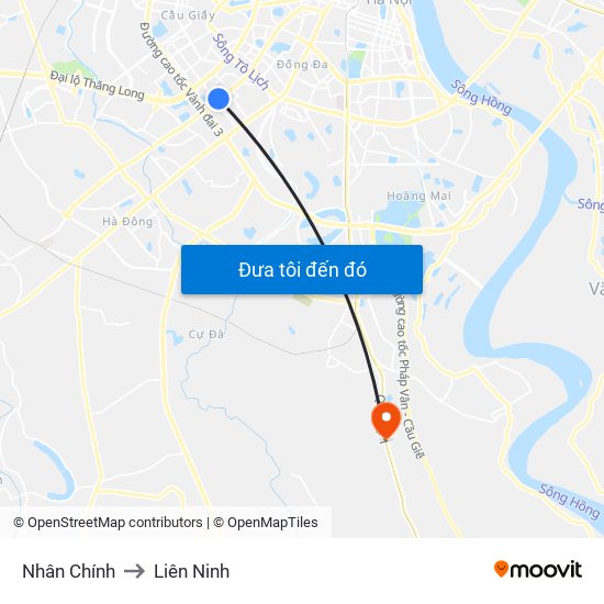 Nhân Chính to Liên Ninh map