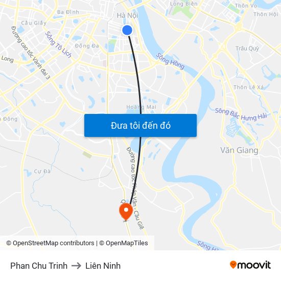 Phan Chu Trinh to Liên Ninh map
