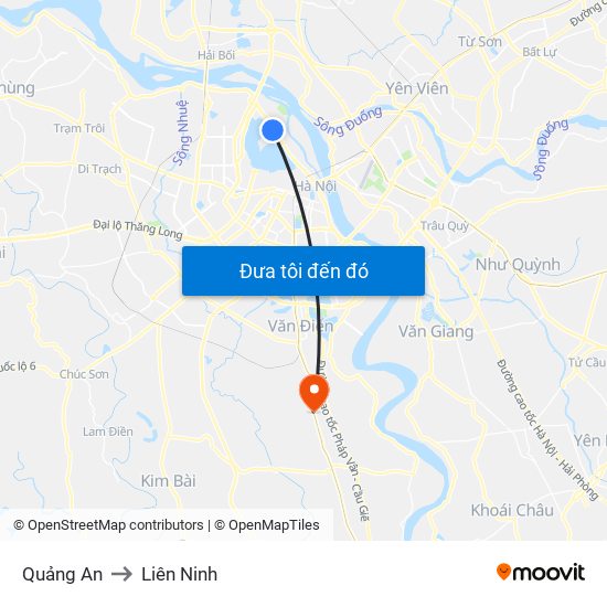 Quảng An to Liên Ninh map