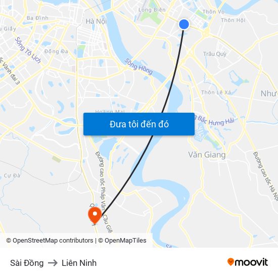 Sài Đồng to Liên Ninh map