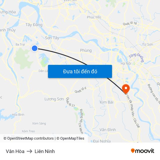 Vân Hòa to Liên Ninh map