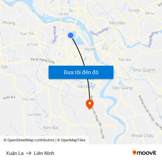 Xuân La to Liên Ninh map