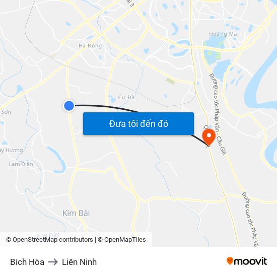 Bích Hòa to Liên Ninh map