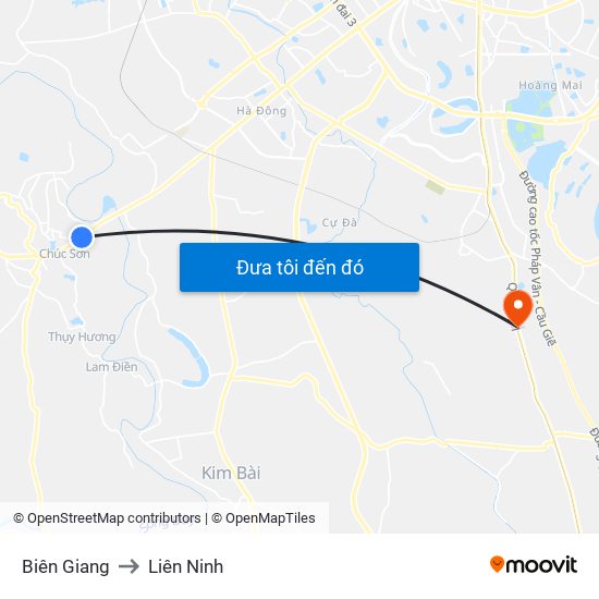 Biên Giang to Liên Ninh map