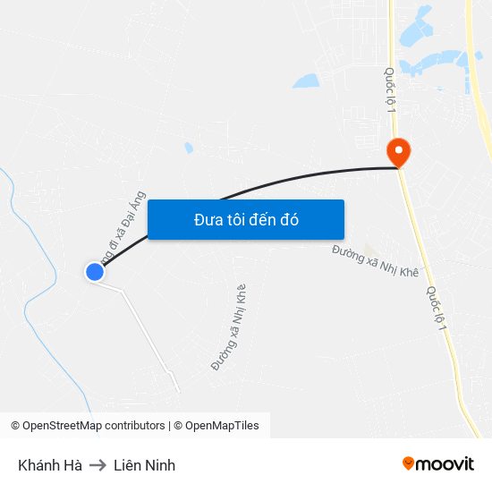 Khánh Hà to Liên Ninh map