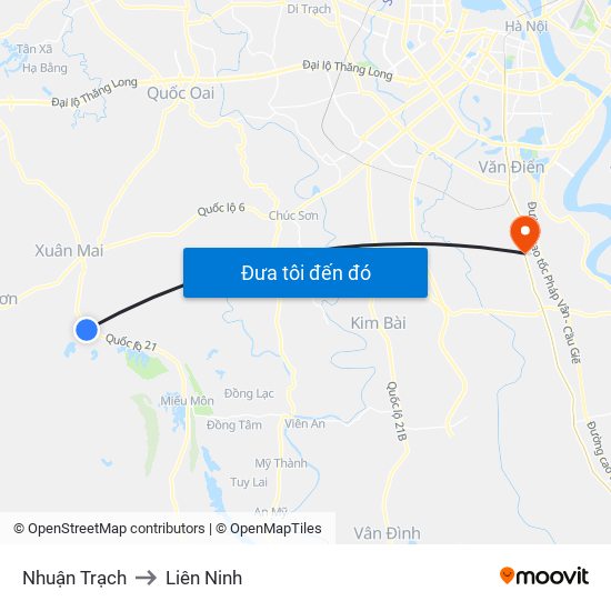 Nhuận Trạch to Liên Ninh map