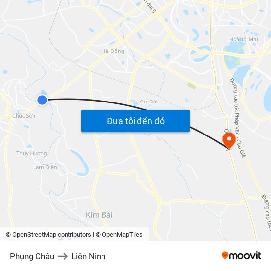 Phụng Châu to Liên Ninh map