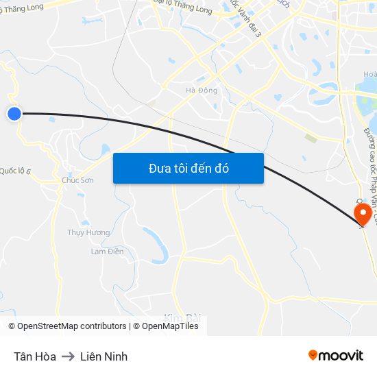 Tân Hòa to Liên Ninh map