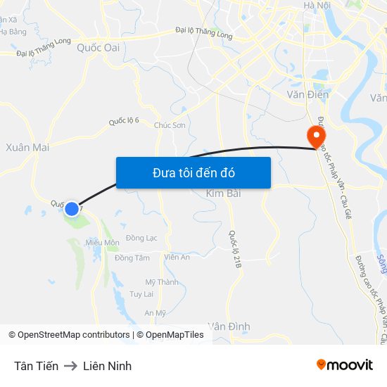 Tân Tiến to Liên Ninh map