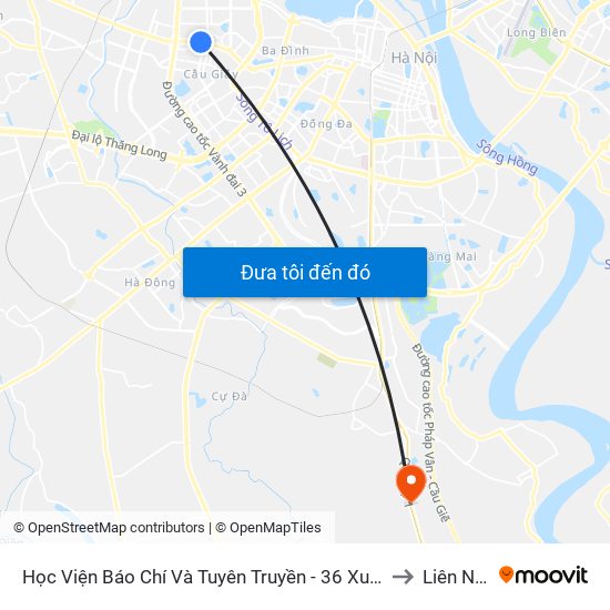 Học Viện Báo Chí Và Tuyên Truyền - 36 Xuân Thủy to Liên Ninh map