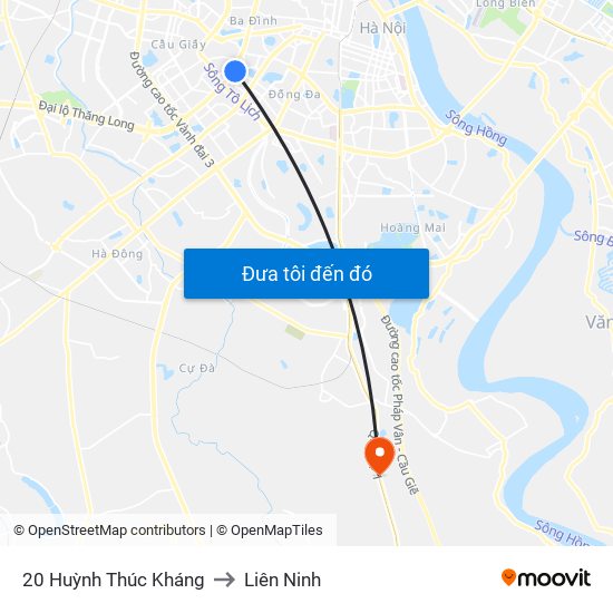 20 Huỳnh Thúc Kháng to Liên Ninh map