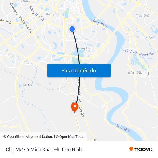 Chợ Mơ - 5 Minh Khai to Liên Ninh map