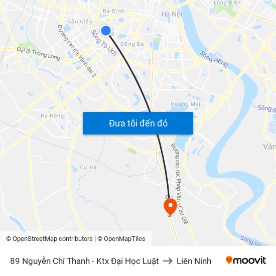 89 Nguyễn Chí Thanh - Ktx Đại Học Luật to Liên Ninh map