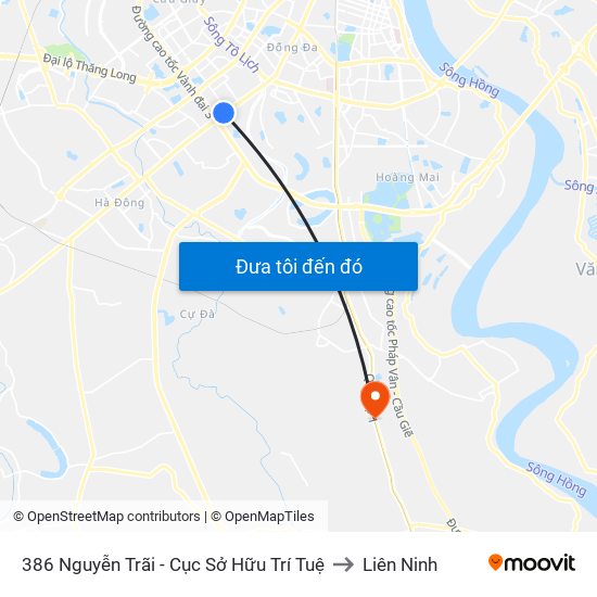 386 Nguyễn Trãi - Cục Sở Hữu Trí Tuệ to Liên Ninh map