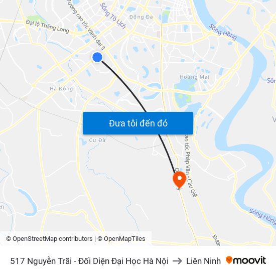 517 Nguyễn Trãi - Đối Diện Đại Học Hà Nội to Liên Ninh map