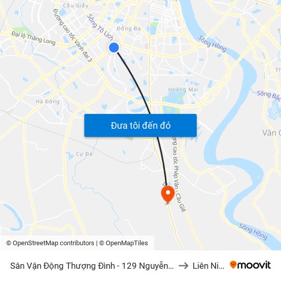 Sân Vận Động Thượng Đình - 129 Nguyễn Trãi to Liên Ninh map