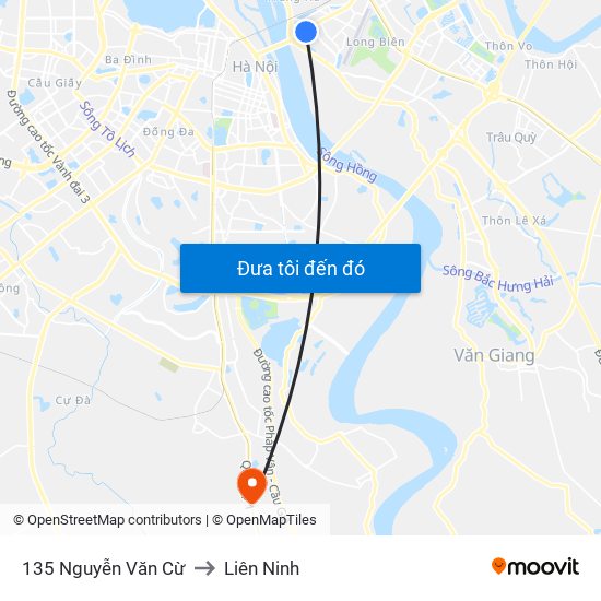 135 Nguyễn Văn Cừ to Liên Ninh map