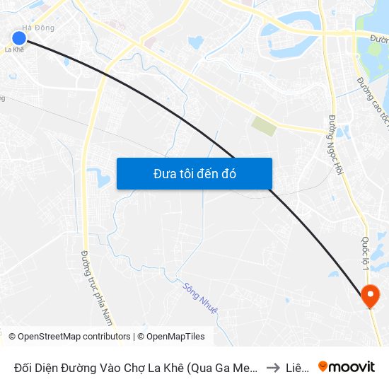 Đối Diện Đường Vào Chợ La Khê (Qua Ga Metro La Khê) - 405 Quang Trung (Hà Đông) to Liên Ninh map