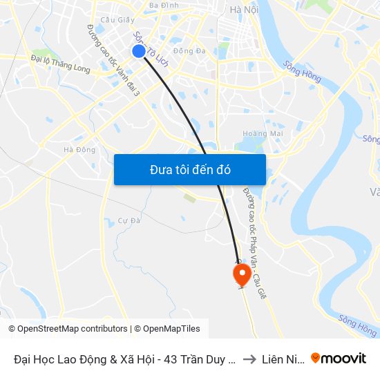 Đại Học Lao Động & Xã Hội - 43 Trần Duy Hưng to Liên Ninh map