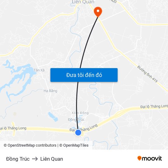 Đồng Trúc to Liên Quan map