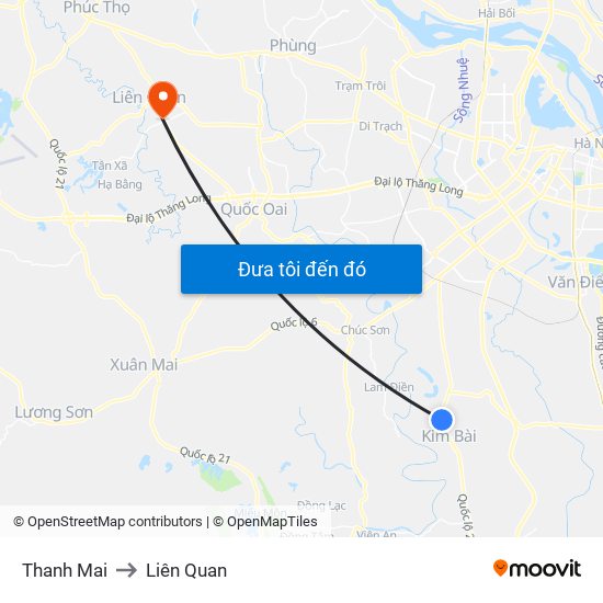 Thanh Mai to Liên Quan map