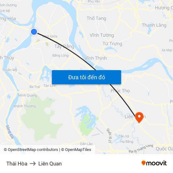 Thái Hòa to Liên Quan map
