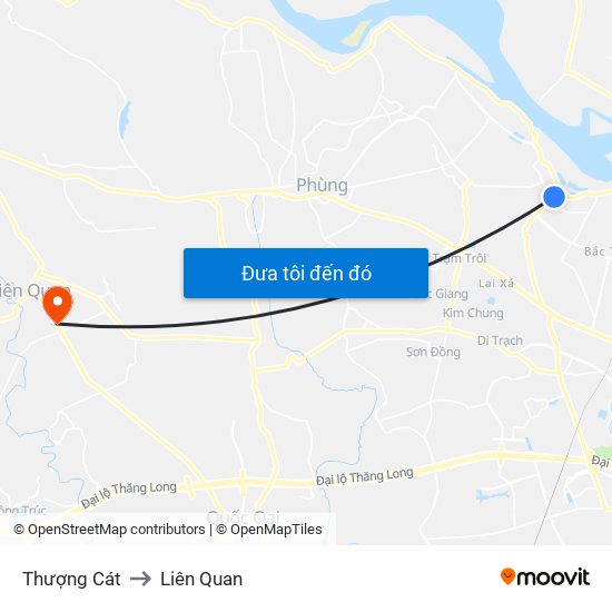 Thượng Cát to Liên Quan map