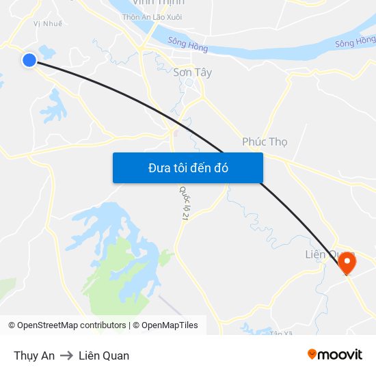 Thụy An to Liên Quan map