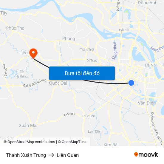 Thanh Xuân Trung to Liên Quan map