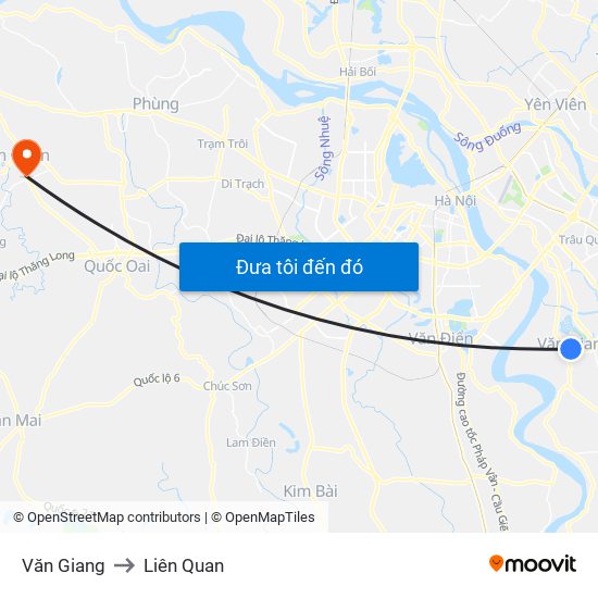 Văn Giang to Liên Quan map