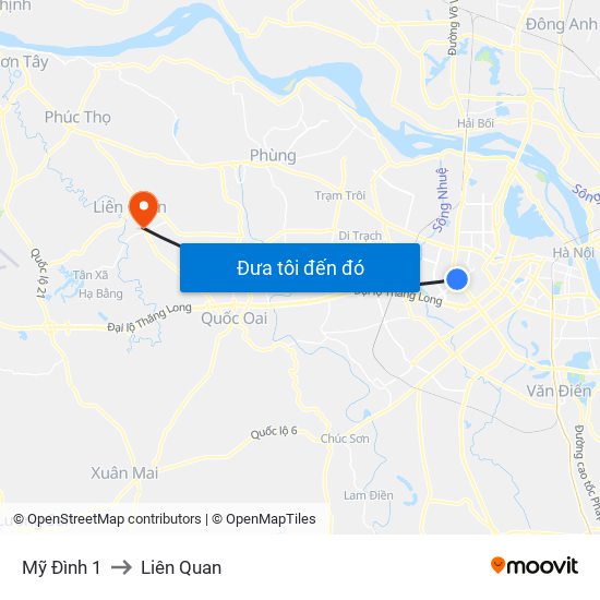 Mỹ Đình 1 to Liên Quan map