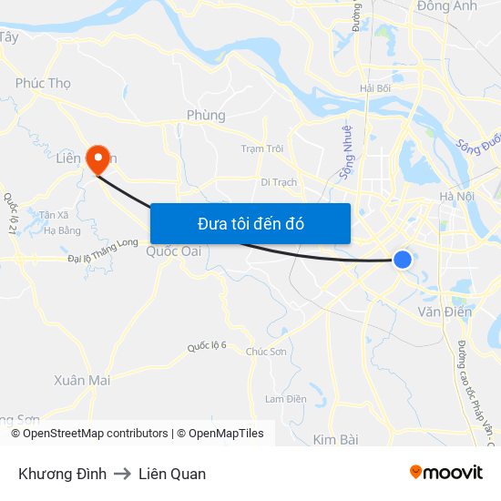 Khương Đình to Liên Quan map