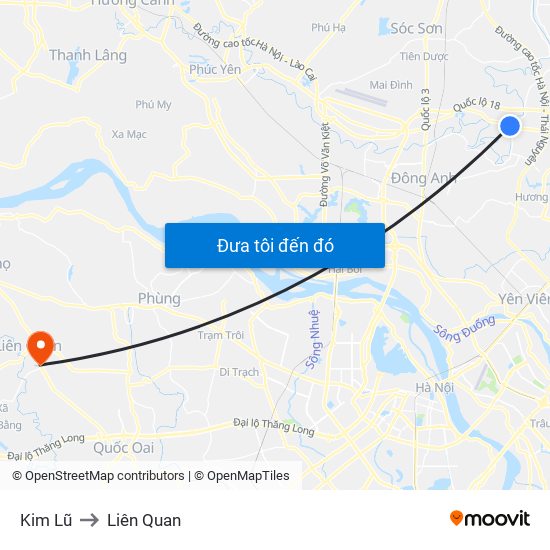 Kim Lũ to Liên Quan map