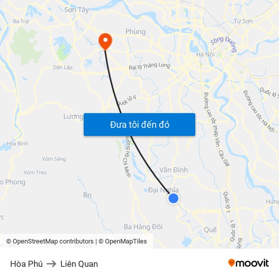 Hòa Phú to Liên Quan map