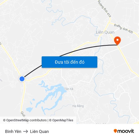 Bình Yên to Liên Quan map