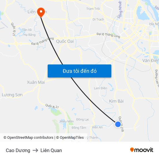 Cao Dương to Liên Quan map