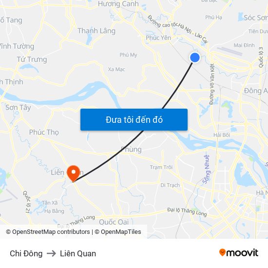 Chi Đông to Liên Quan map