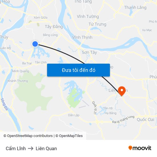 Cẩm Lĩnh to Liên Quan map