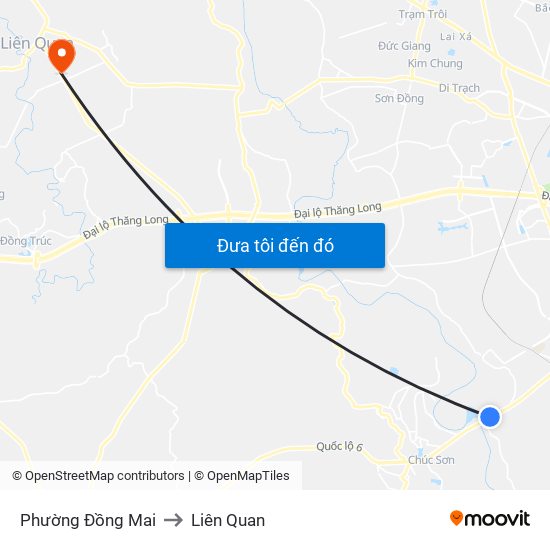 Phường Đồng Mai to Liên Quan map