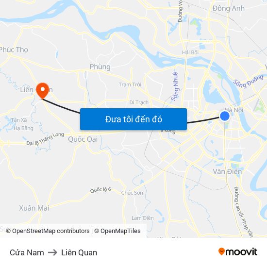 Cửa Nam to Liên Quan map